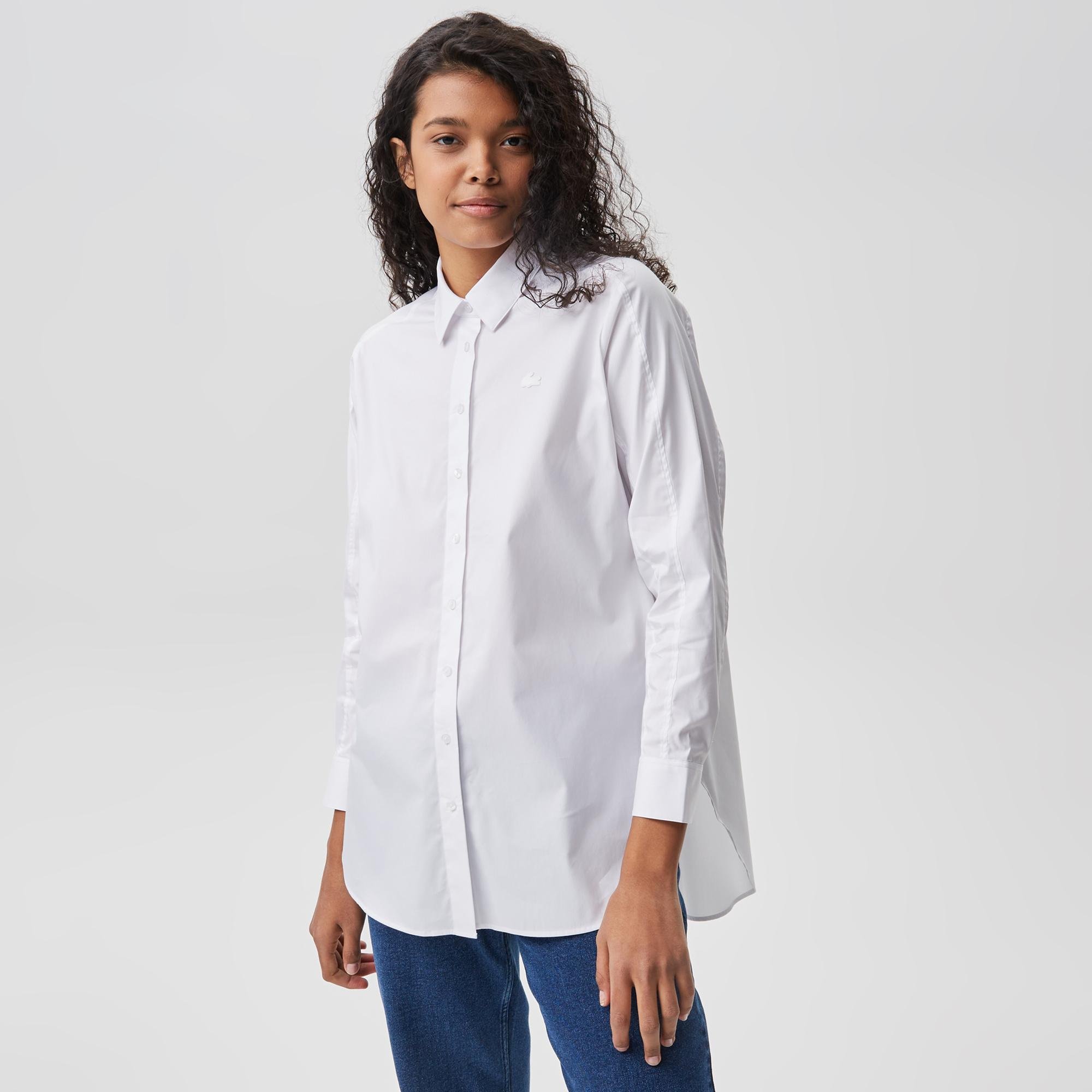 Lacoste Kadın Regular Fit Beyaz Gömlek. 2