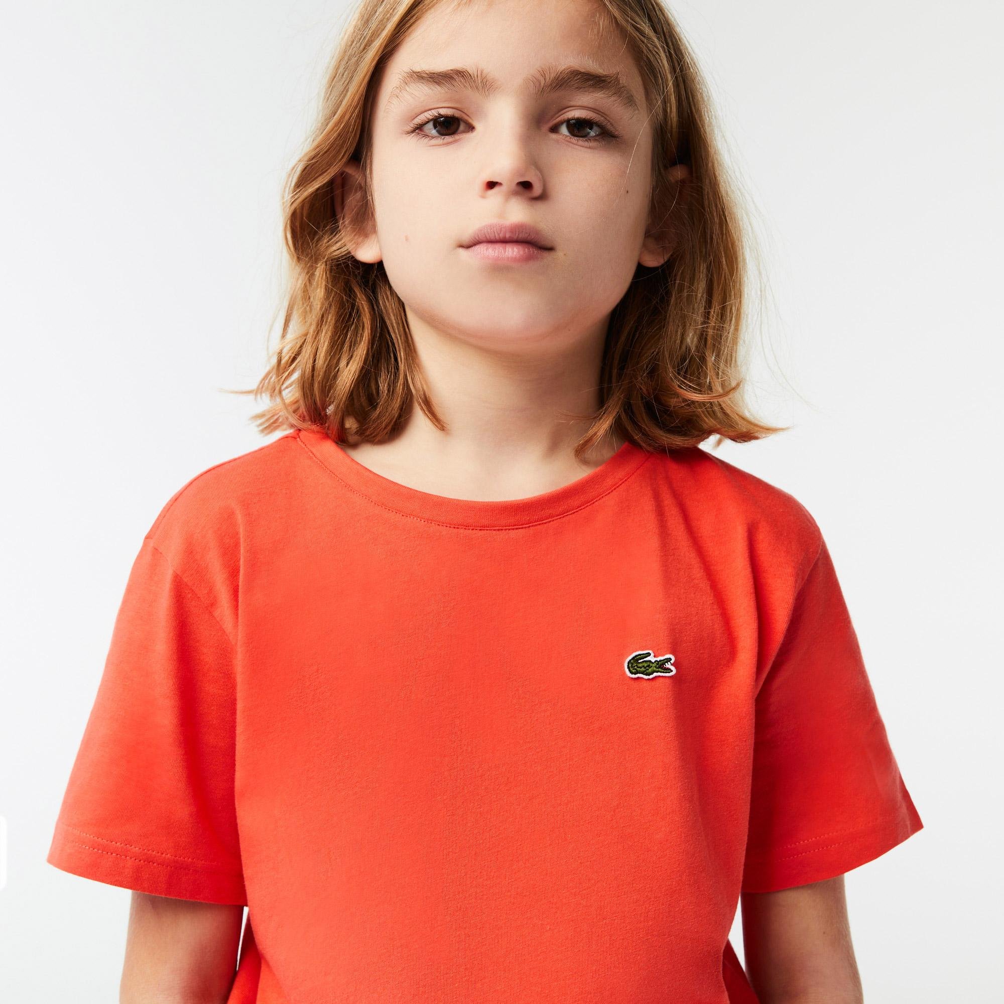 Lacoste dětské tričko z bavlněného žerzeje s přiléhavým kulatým výstřihem