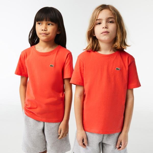 Lacoste dziecięcy T-shirt z dżerseju bawełnianego z okrągłym dekoltem