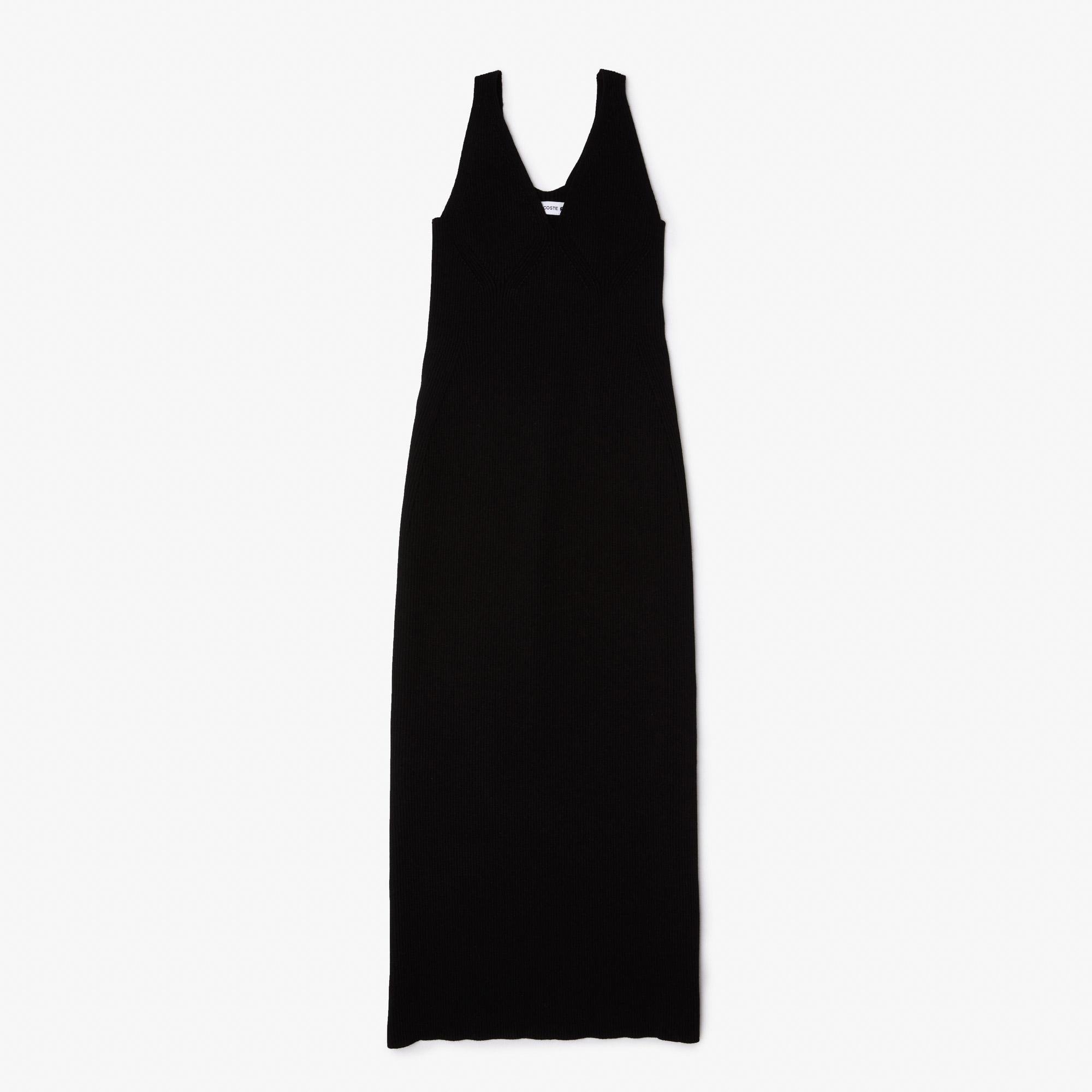 Lacoste Active Relaxed Fit Kadın Kolsuz V Yaka Siyah Elbise. 5