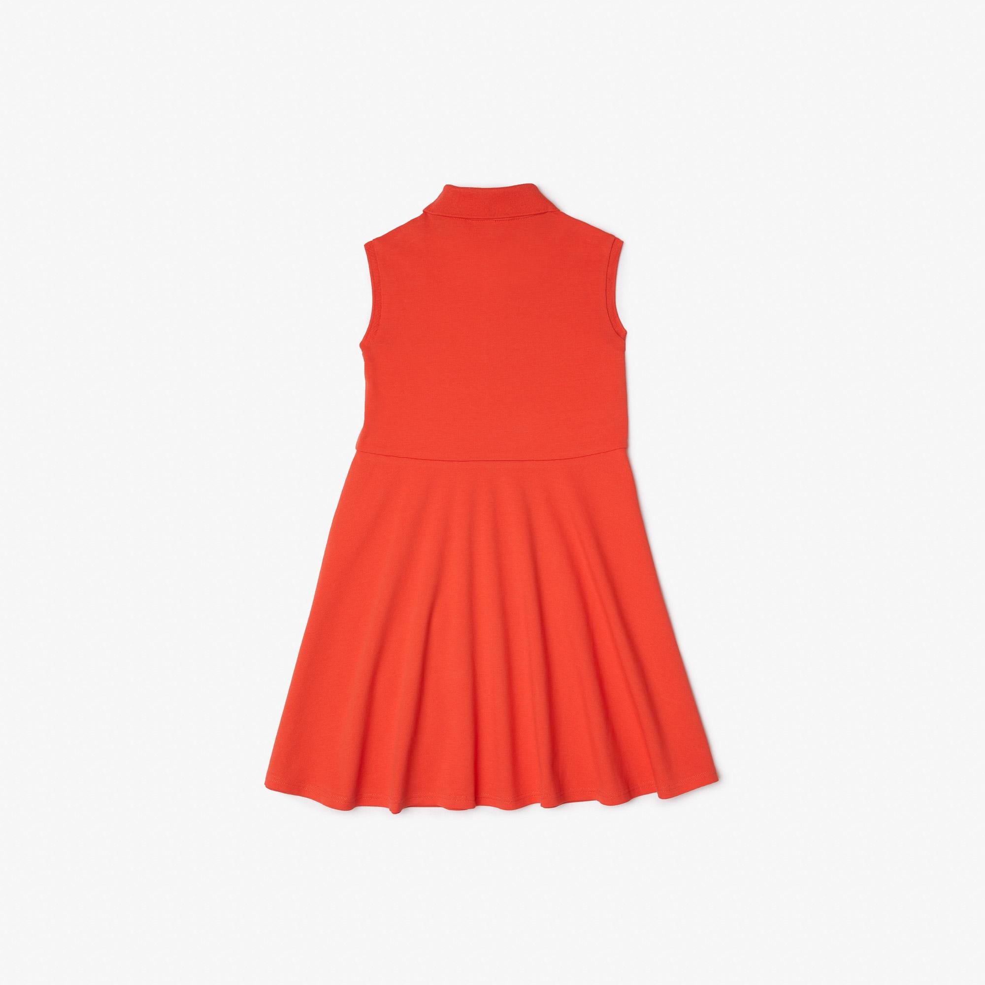 Lacoste dziewczęca sukienka polo typu fit and flare z elastycznej piki