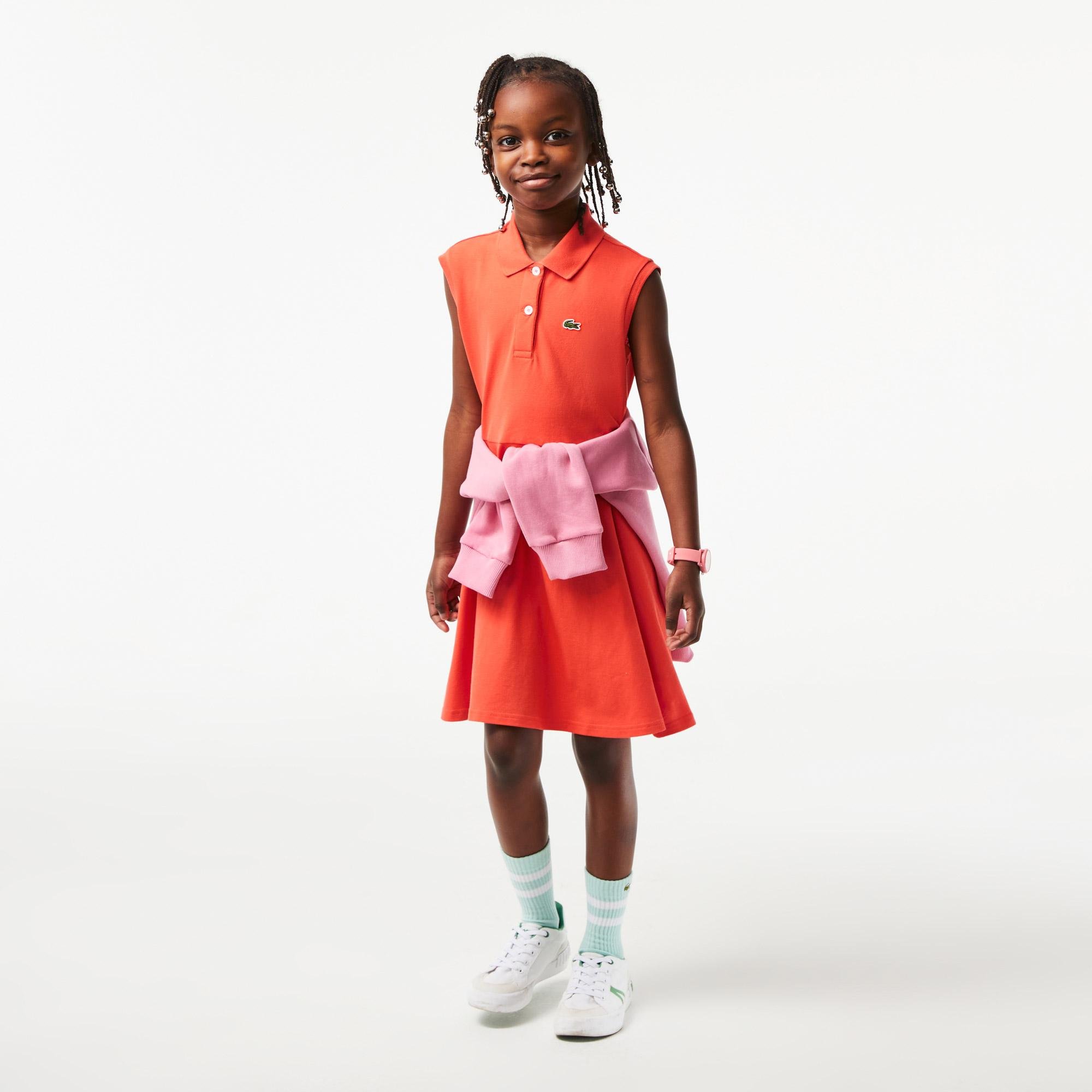 Lacoste dziewczęca sukienka polo typu fit and flare z elastycznej piki