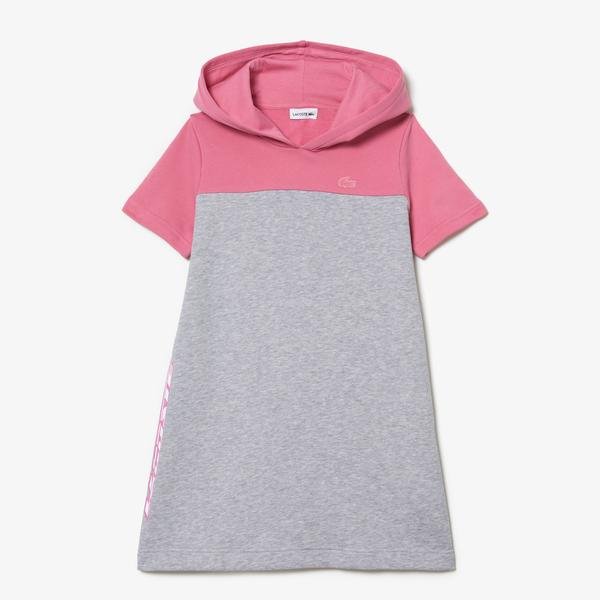 Lacoste Girls’  Colourblock Hooded Dress in Organic Cotton