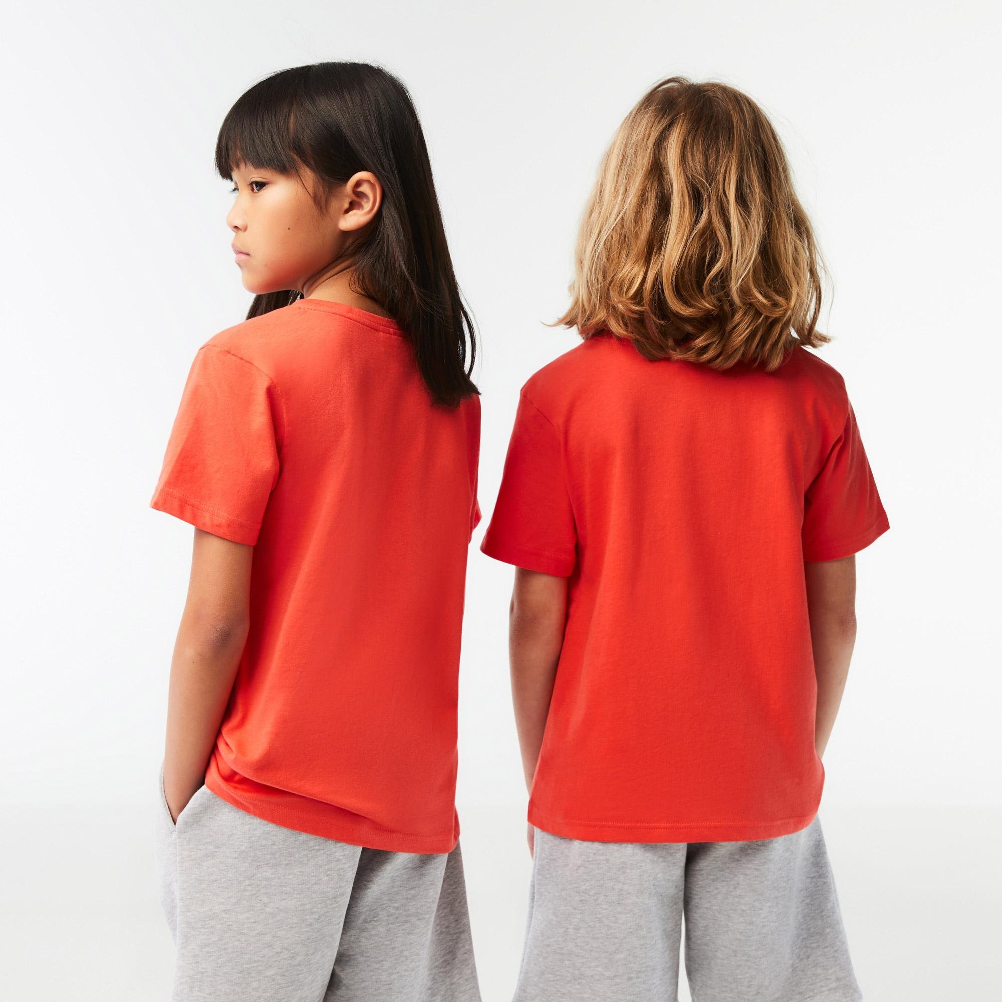 Lacoste dziecięcy T-shirt z dżerseju bawełnianego z okrągłym dekoltem