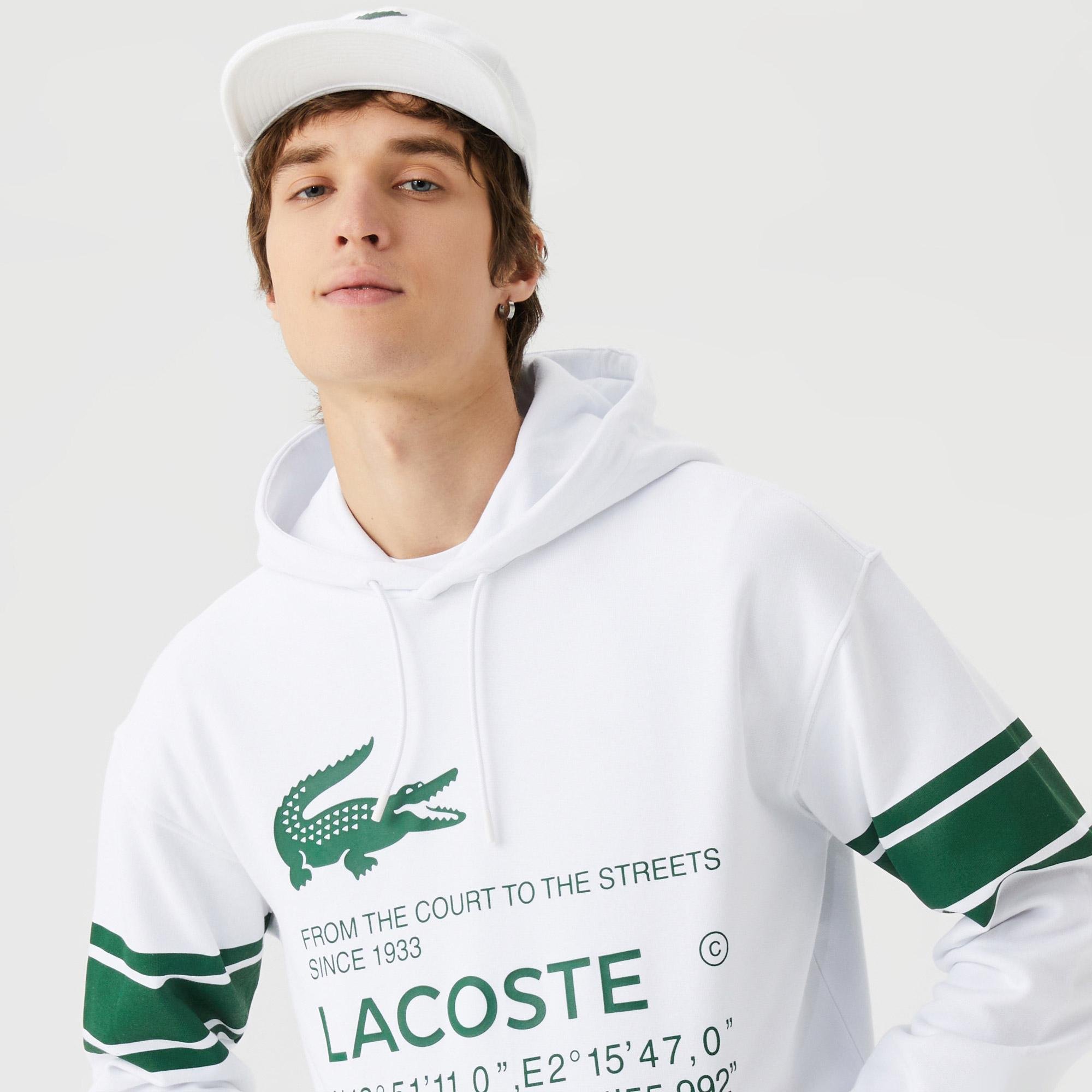 Lacoste Men's Relaxed Fit Hooded Printed Sweatshirt