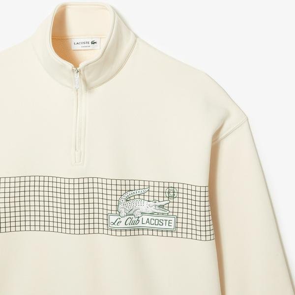 Lacoste męska bluza z bawełny organicznej z zamkiem pod szyją Loose Fit
