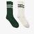 Unisex ribbed knit socks with contrast stripes Yeşil