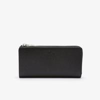 Lacoste Women's Chantaco Zippered Matte Piqué Leather Wallet000