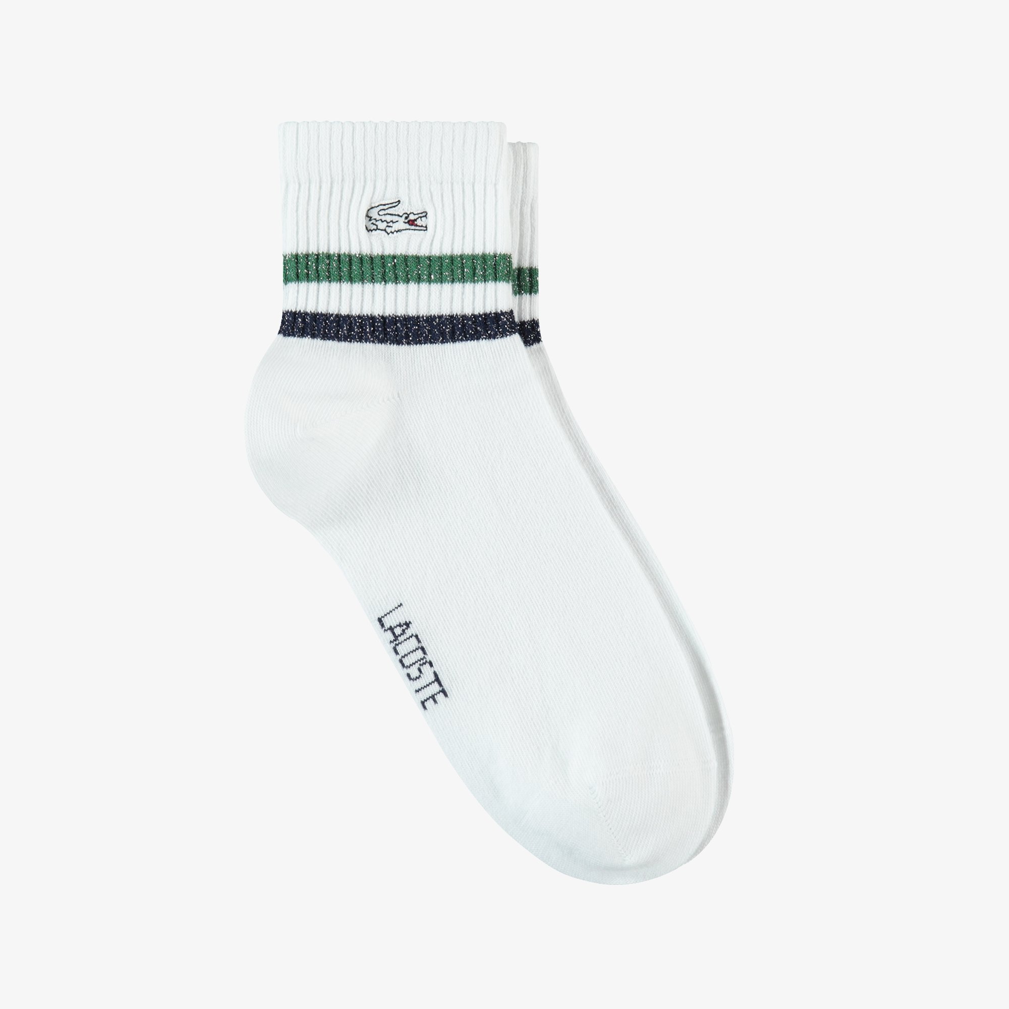 Lacoste Unisex Çizgili Beyaz Çorap. 1