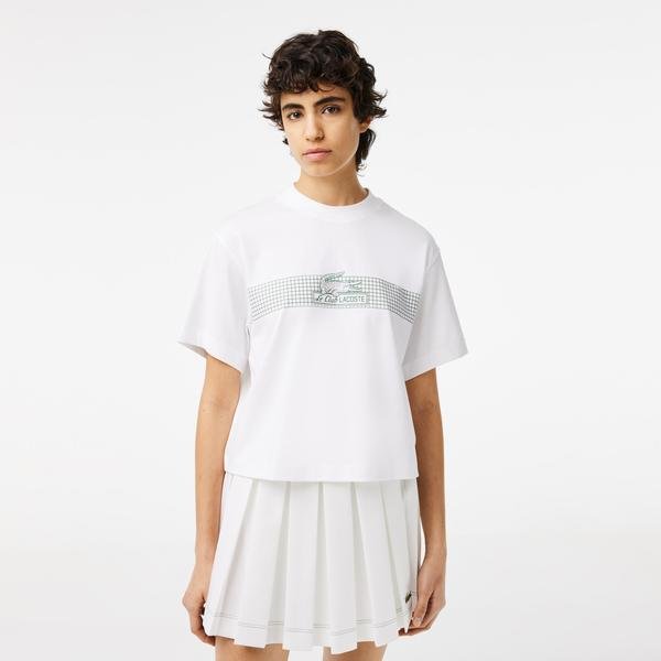 Dámske nadrozmerné tričko Lacoste so sieťovou potlačou