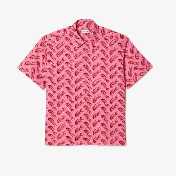 Lacoste Men’s  Short Sleeve Vintage Print Shirt