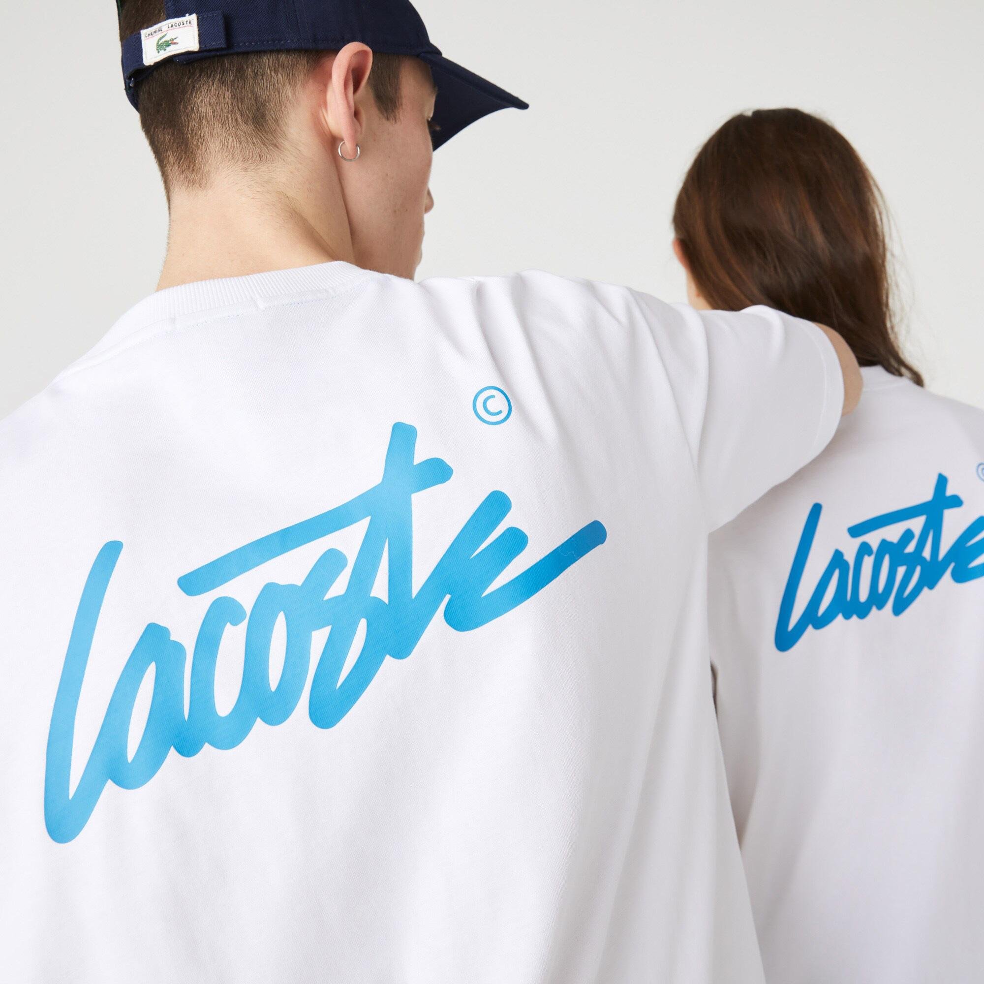 Lacoste T-shirt bawełniany unisex z nadrukiem L!VE Loose Fit