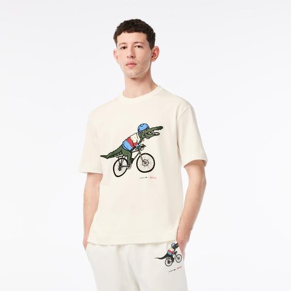 Lacoste męski T-shirt z bawełny organicznej x Netflix