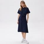 Women's Lacoste dress with polo collar in navy blue