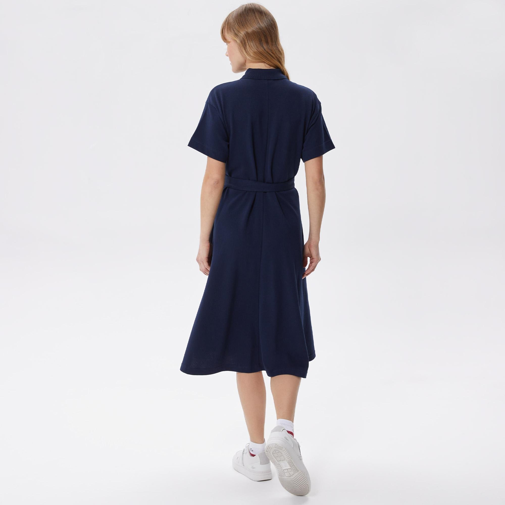 Lacoste Women's polo dress with collar in navy blue