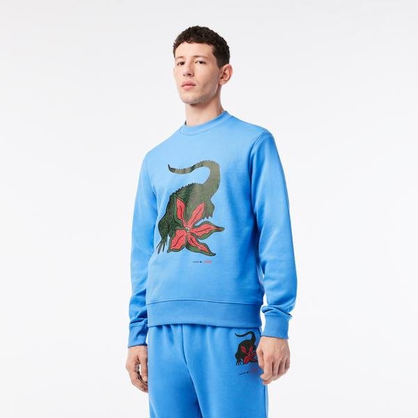 Lacoste męska bluza z bawełny organicznej z nadrukiem x Netflix