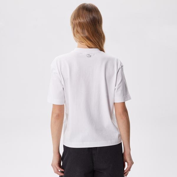 Lacoste damski T-shirt z dżerseju bawełnianego Oversize