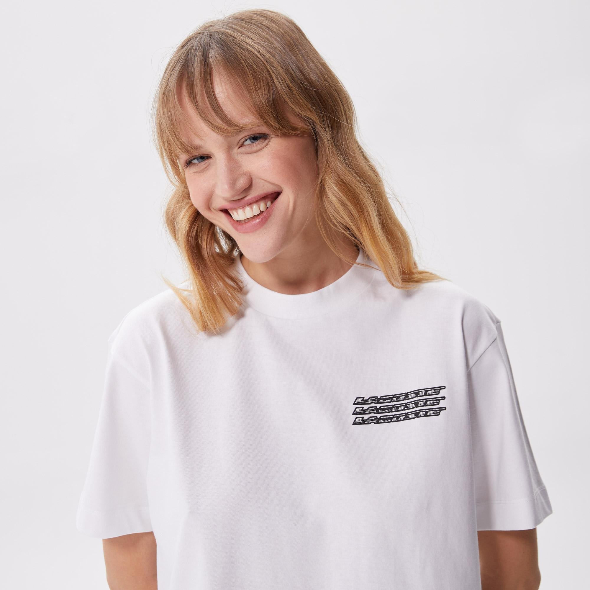 Lacoste dámské oversized tričko z bavlněného žerzeje