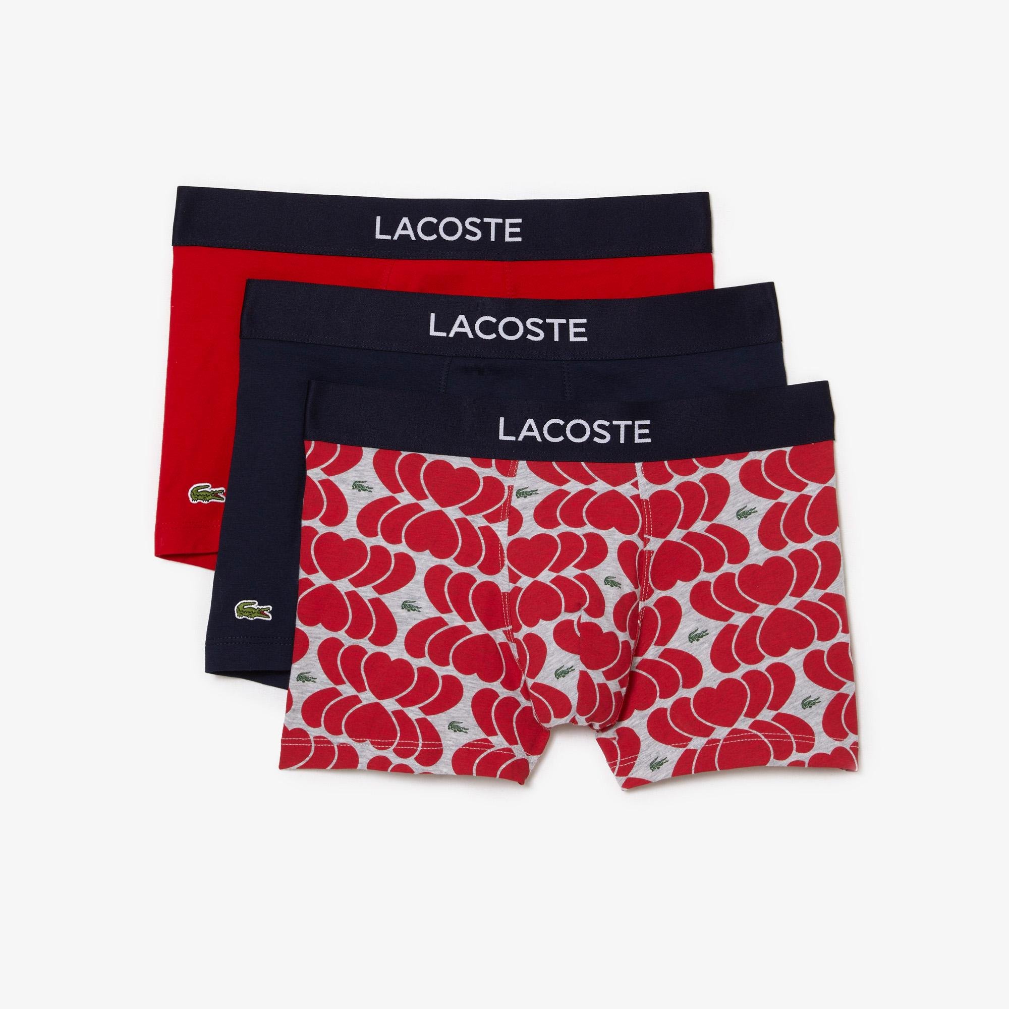 Lacoste Men’s 3-Pack Valentine’s Print Trunks