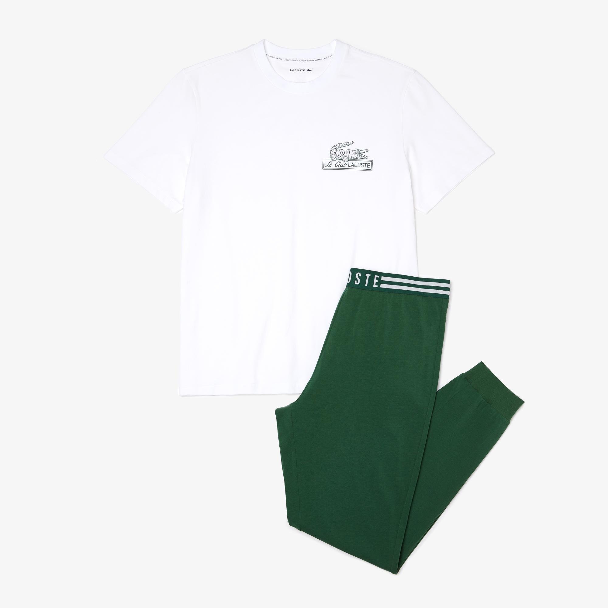 Lacoste Heritage Erkek Baskılı Yeşil Pijama Takımı. 5
