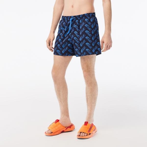 Lacoste Men’s  Recycled Polyester Print Swim Trunks