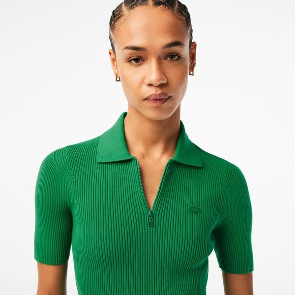 Lacoste Women’s  Zipped Knit Polo Shirt