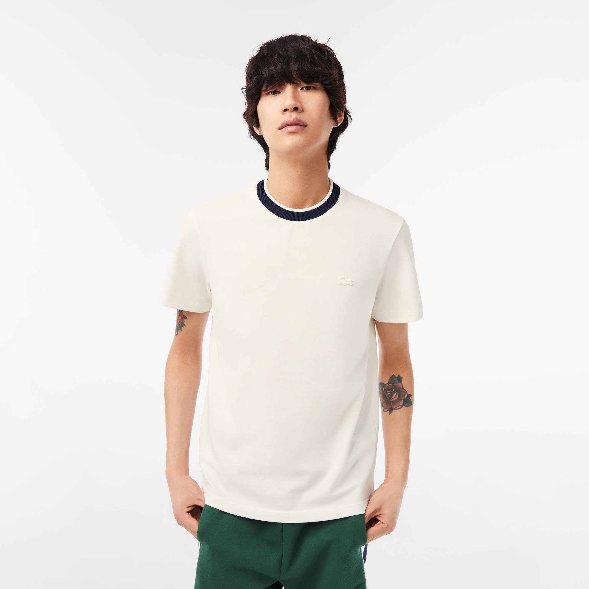 Lacoste męski T-shirt z elastycznej piki Regular Fit