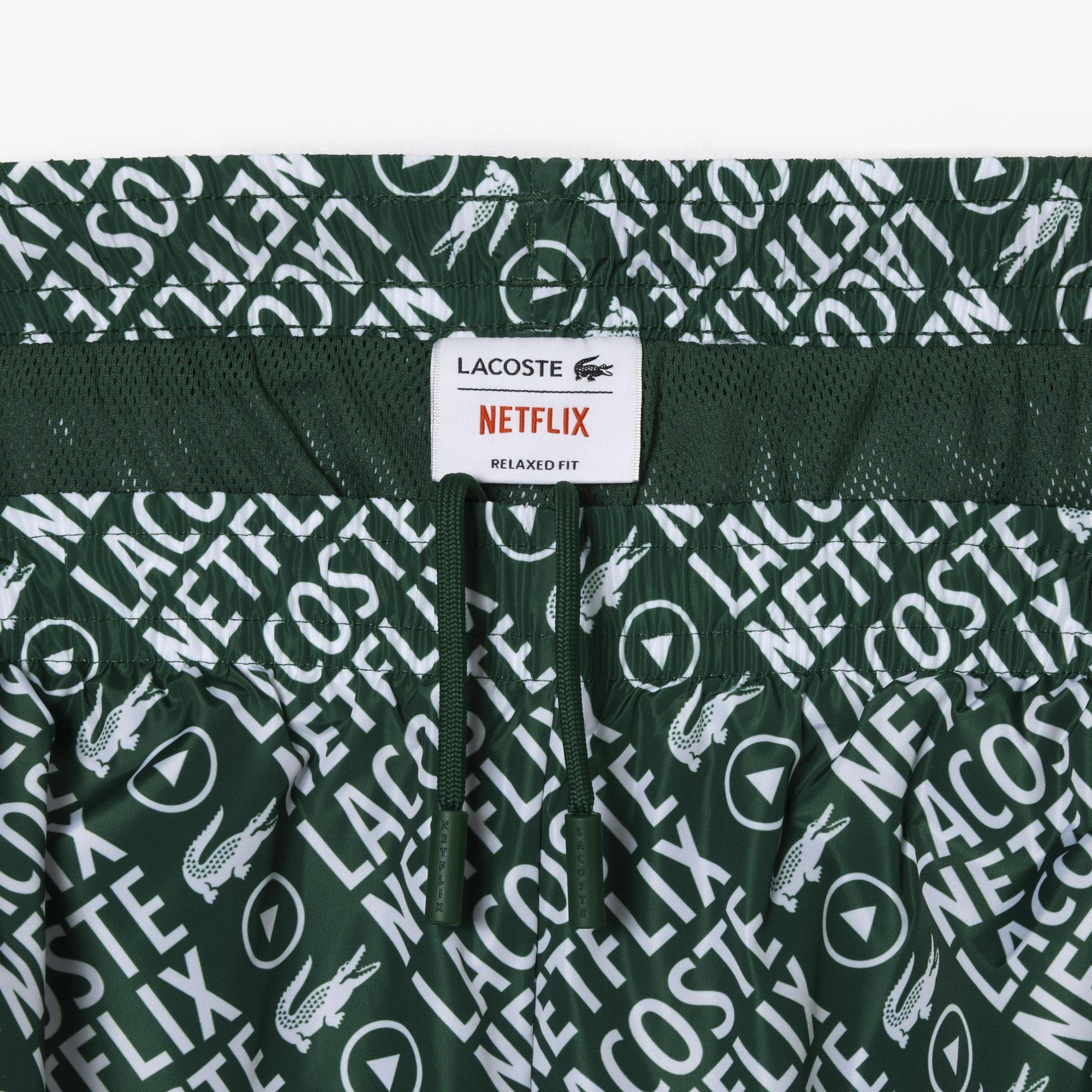 Lacoste x Netflix Unisex Relaxed Fit Baskılı Yeşil Eşofman Altı. 7