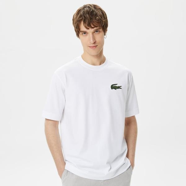 Lacoste Unisex tričko voľného strihu, z organickej bavlny, s veľkým krokodílom