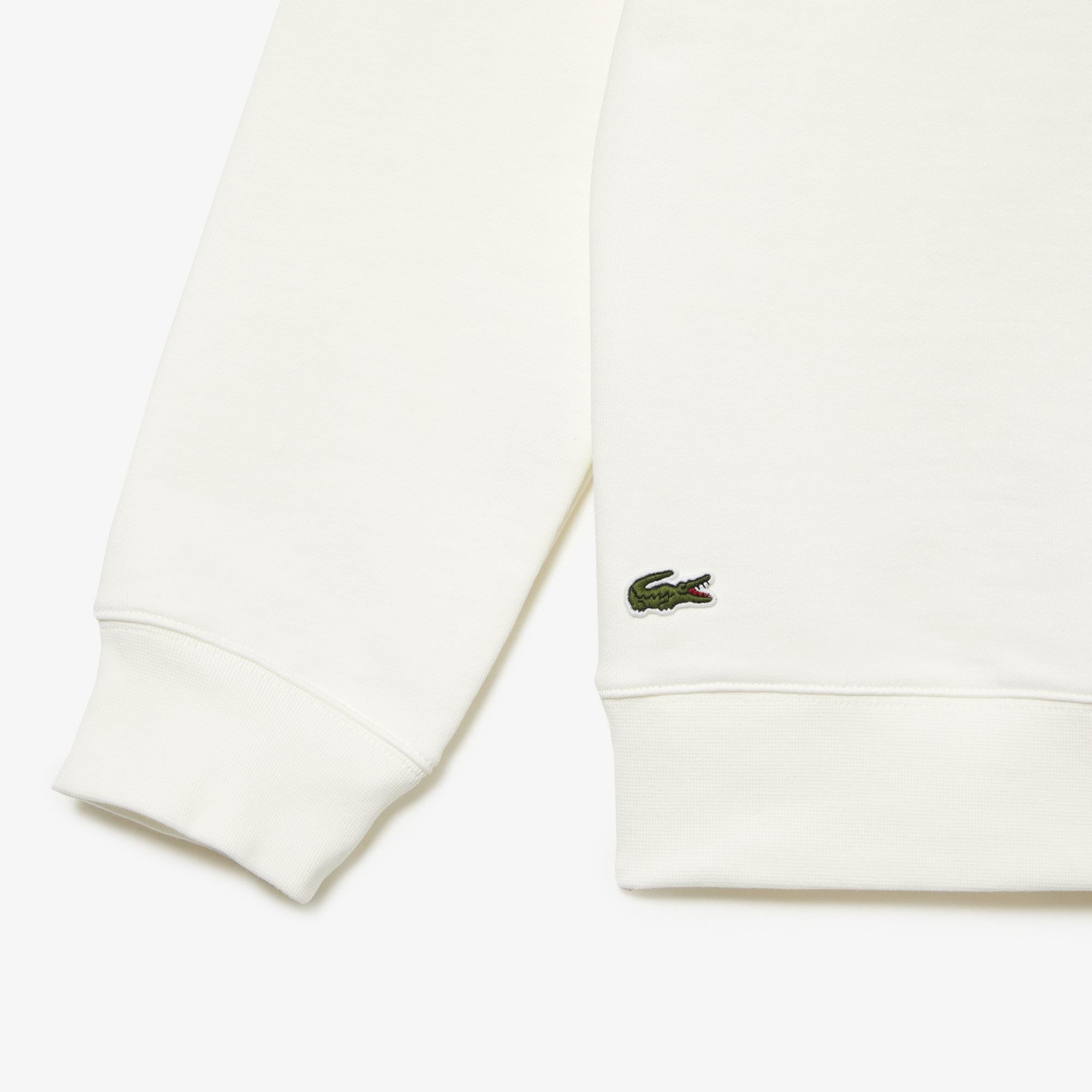 Lacoste Roland Garros Unisex Relaxed Fit Kapüşonlu Baskılı Beyaz Sweatshirt. 7
