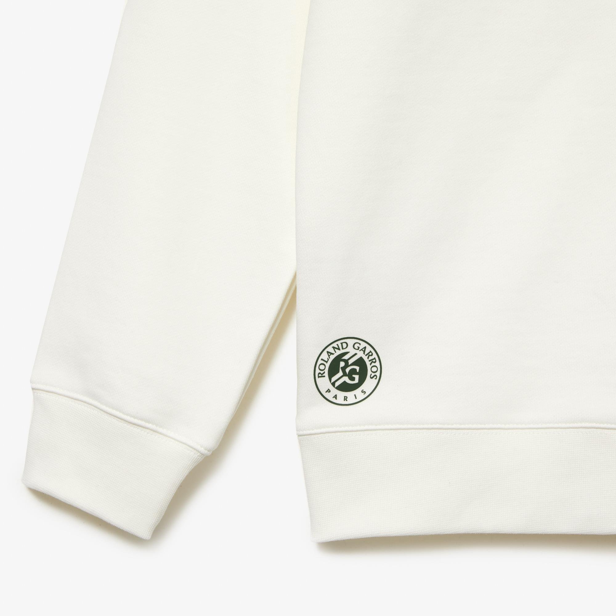 Lacoste Roland Garros Unisex Relaxed Fit Kapüşonlu Baskılı Beyaz Sweatshirt. 6
