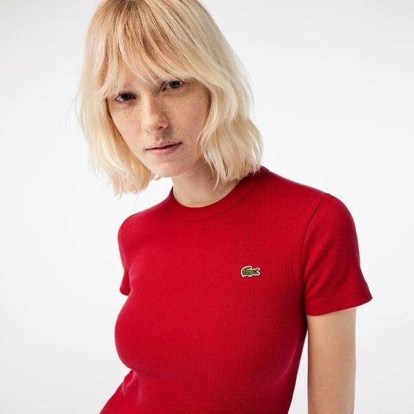 Lacoste damski T-shirt z bawełny organicznej Slim Fit