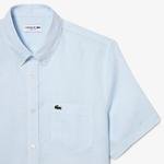 Lacoste Erkek Regular Fit Kısa Kollu Düğmeli Yaka Keten Beyaz Gömlek