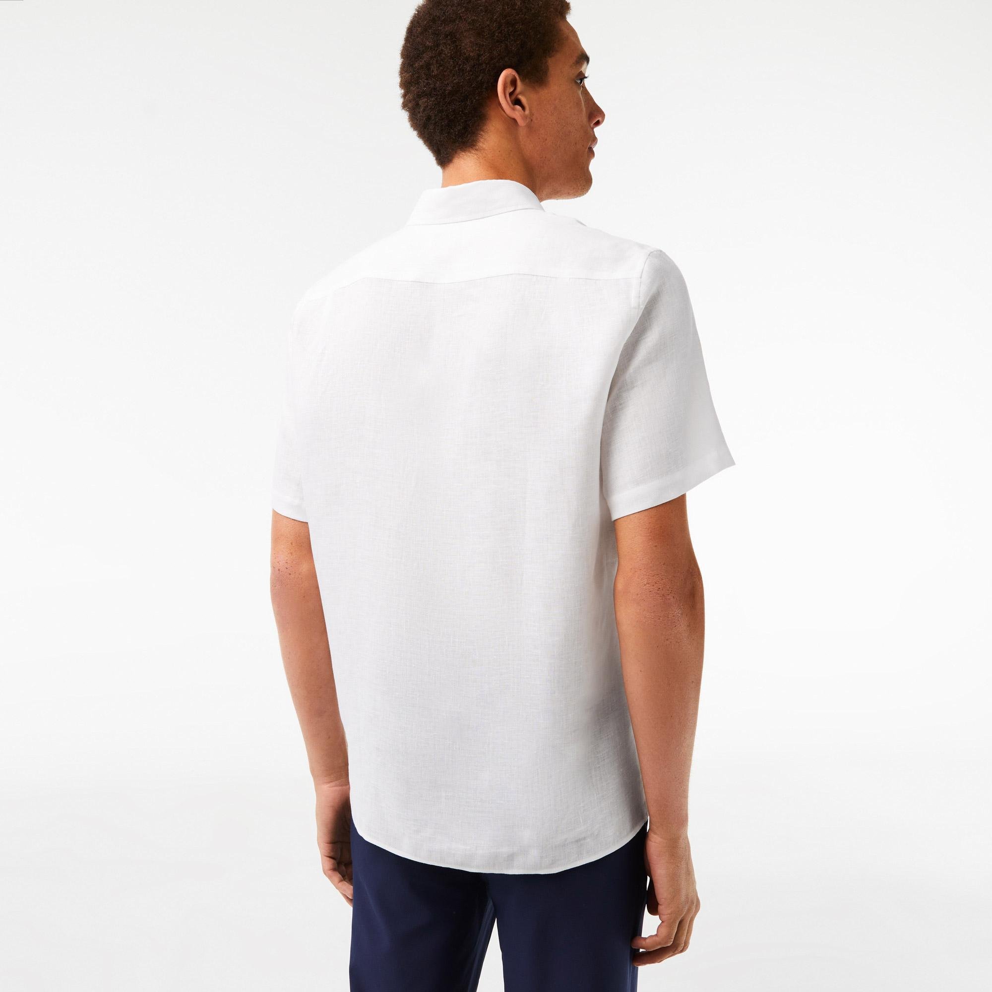 Lacoste pánska ľanová košeľa s krátkym rukávom