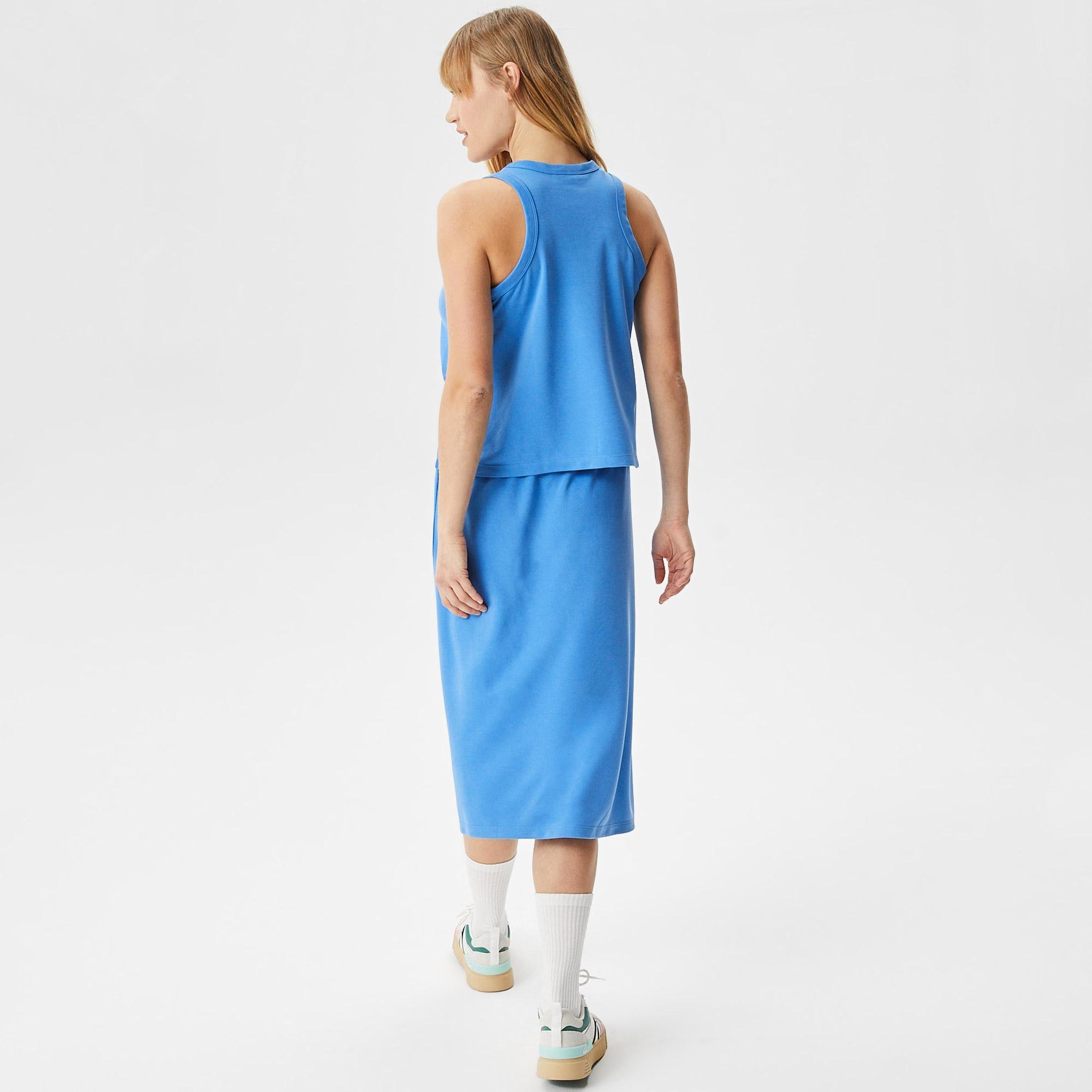 Lacoste Kadın Loose Fit Kolsuz V Yaka Mavi Elbise. 2