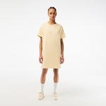 Lacoste damska sukienka typu T-shirt z organicznej bawełny z nadrukiem