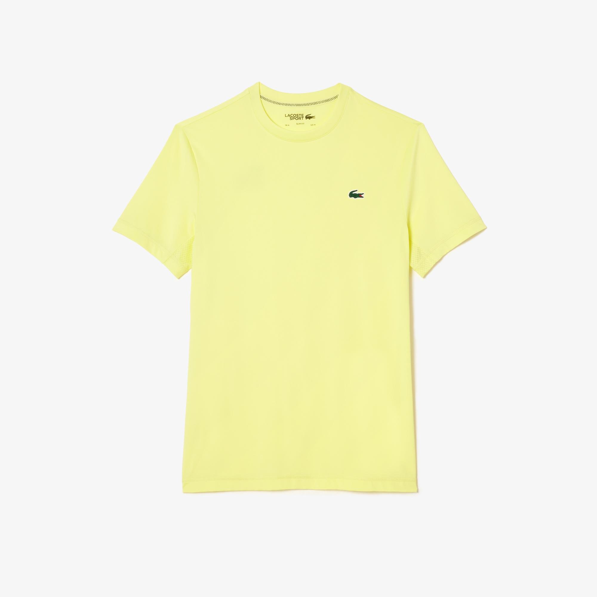 Lacoste SPORT Erkek Slim Fit Bisiklet Yaka Sarı T-Shirt