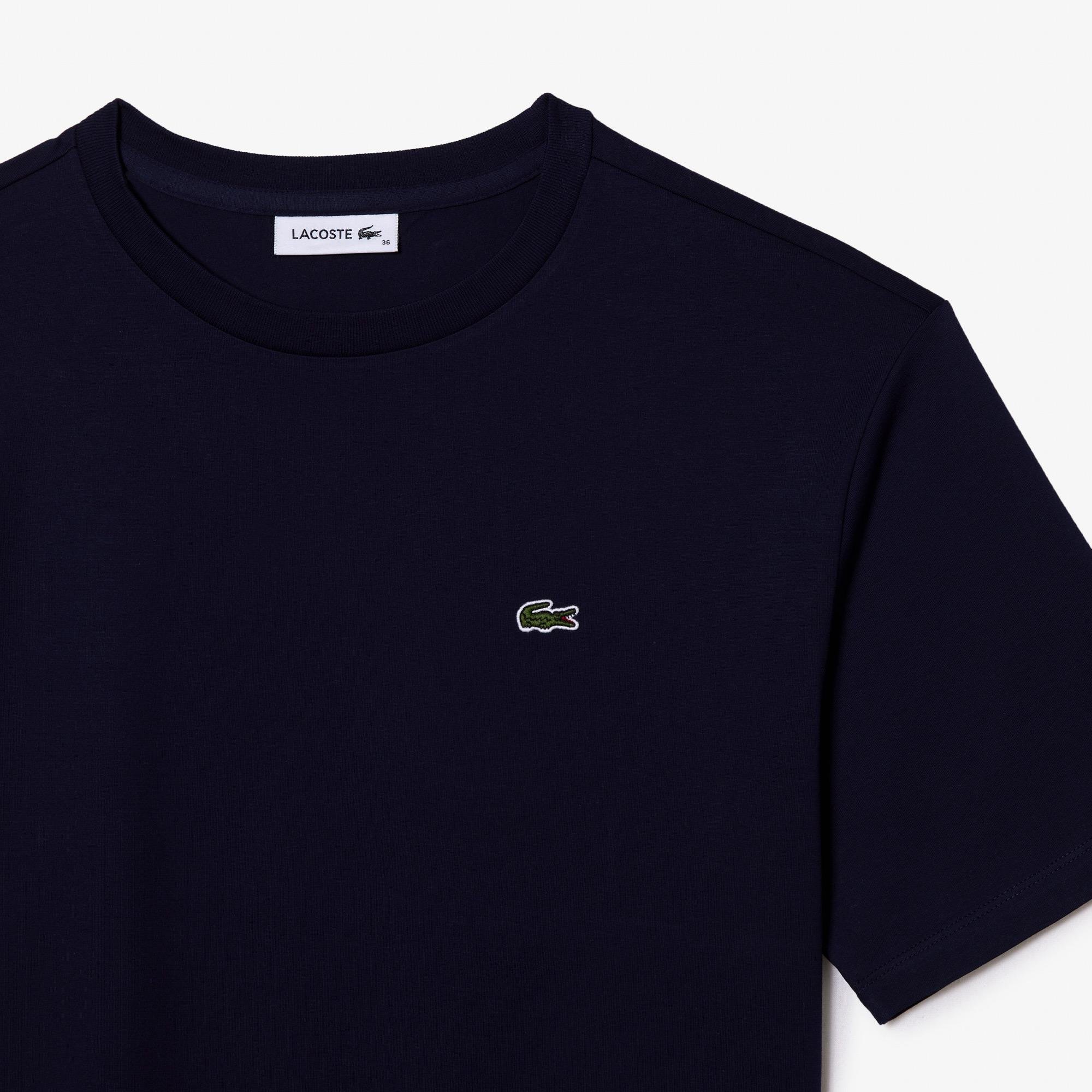 Lacoste Damski T-shirt z bawełny klasy premium z okrągłym dekoltem
