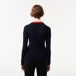 Lacoste Sweter polo z kontrastowym dekoltem French Made 