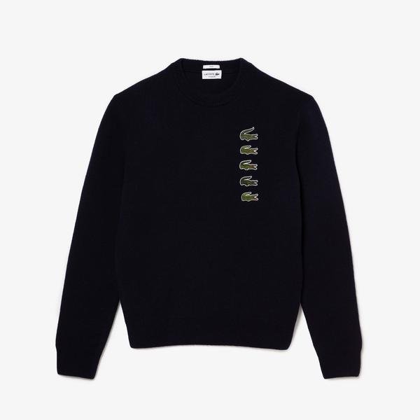 Lacoste Wool/Cotton Blend Badge Sweater