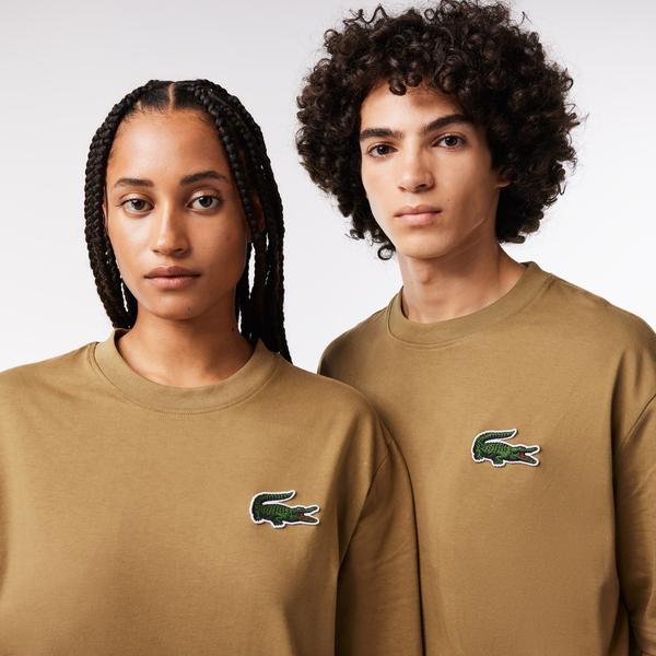 Lacoste Unisex tričko voľného strihu, z organickej bavlny, s veľkým krokodílom
