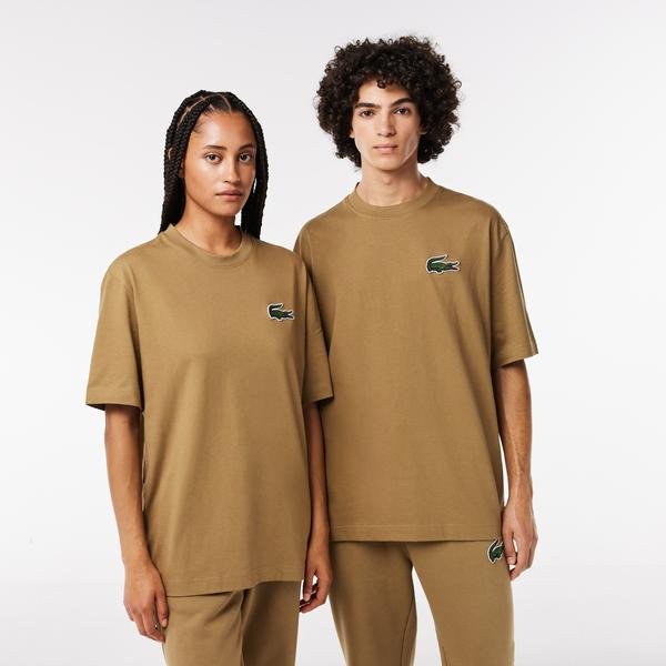 Lacoste T-shirt unisex z bawełny organicznej z dużym logo krokodyla Loose Fit