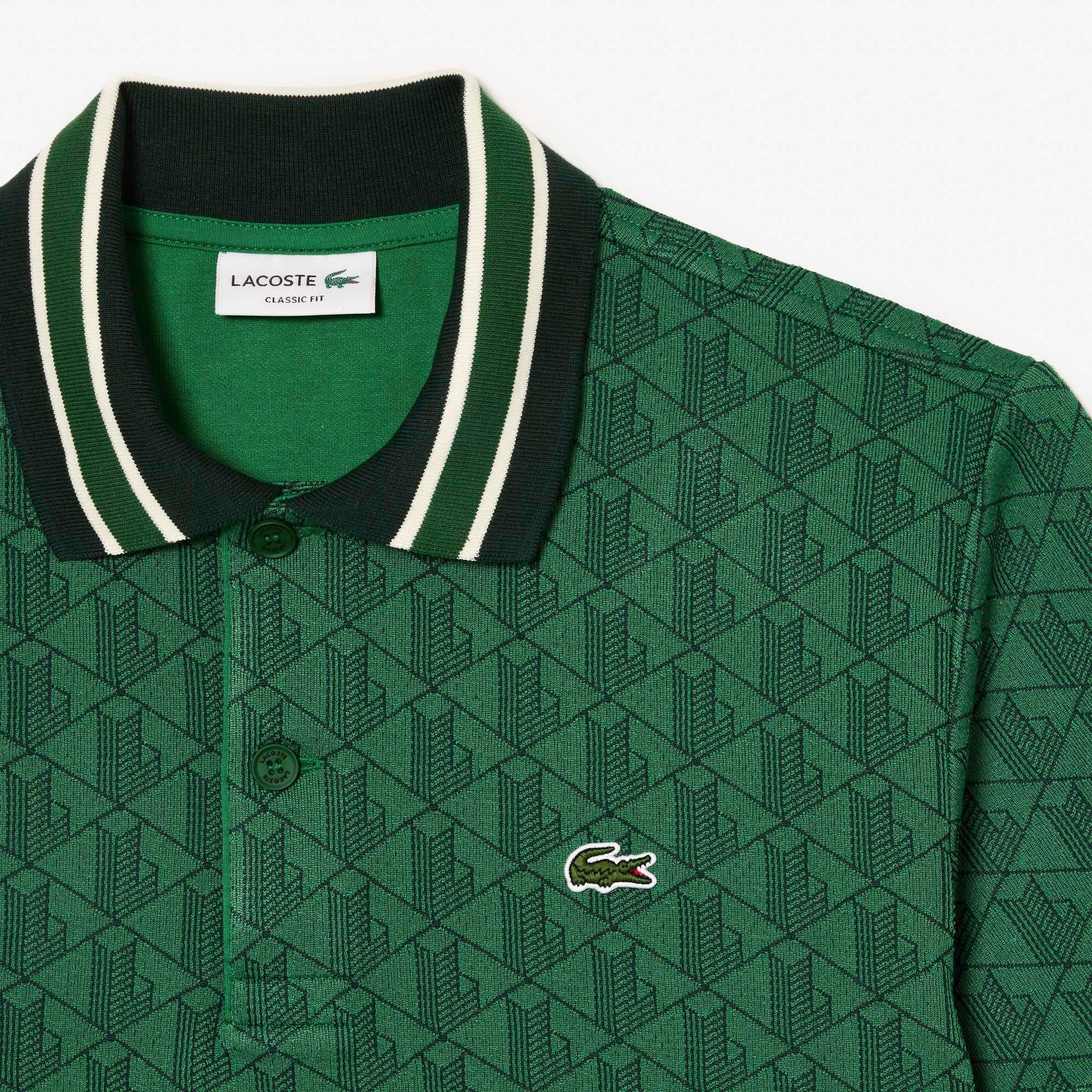 Lacoste Classic Fit Contrast Collar Monogram Motif Polo Shirt