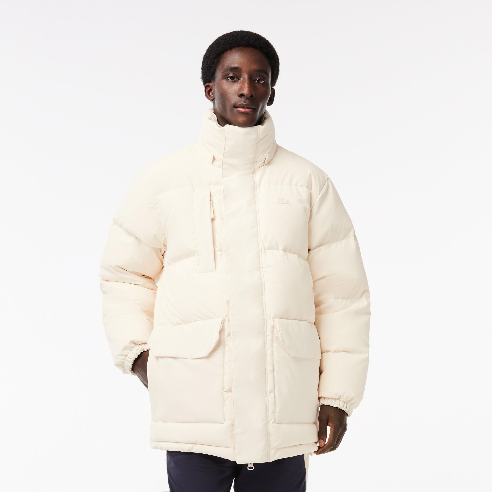 Lacoste midi péřová bunda s odnímatelnou kapucí