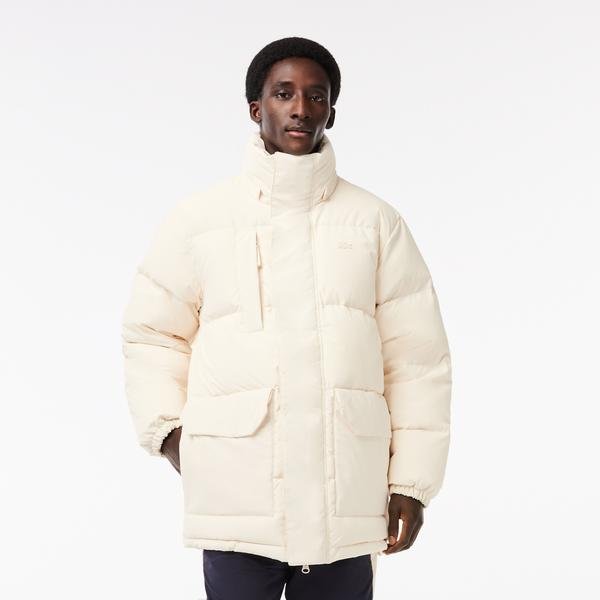 Lacoste páperová bunda strednej dĺžky a s odnímateľnou kapucňou