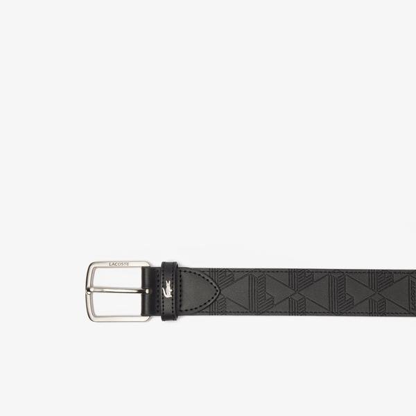 Lacoste Men's Embossed Leather Monogram Belt