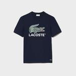 Men's Lacoste regular-cut T-shirt with crew neckline, navy blue