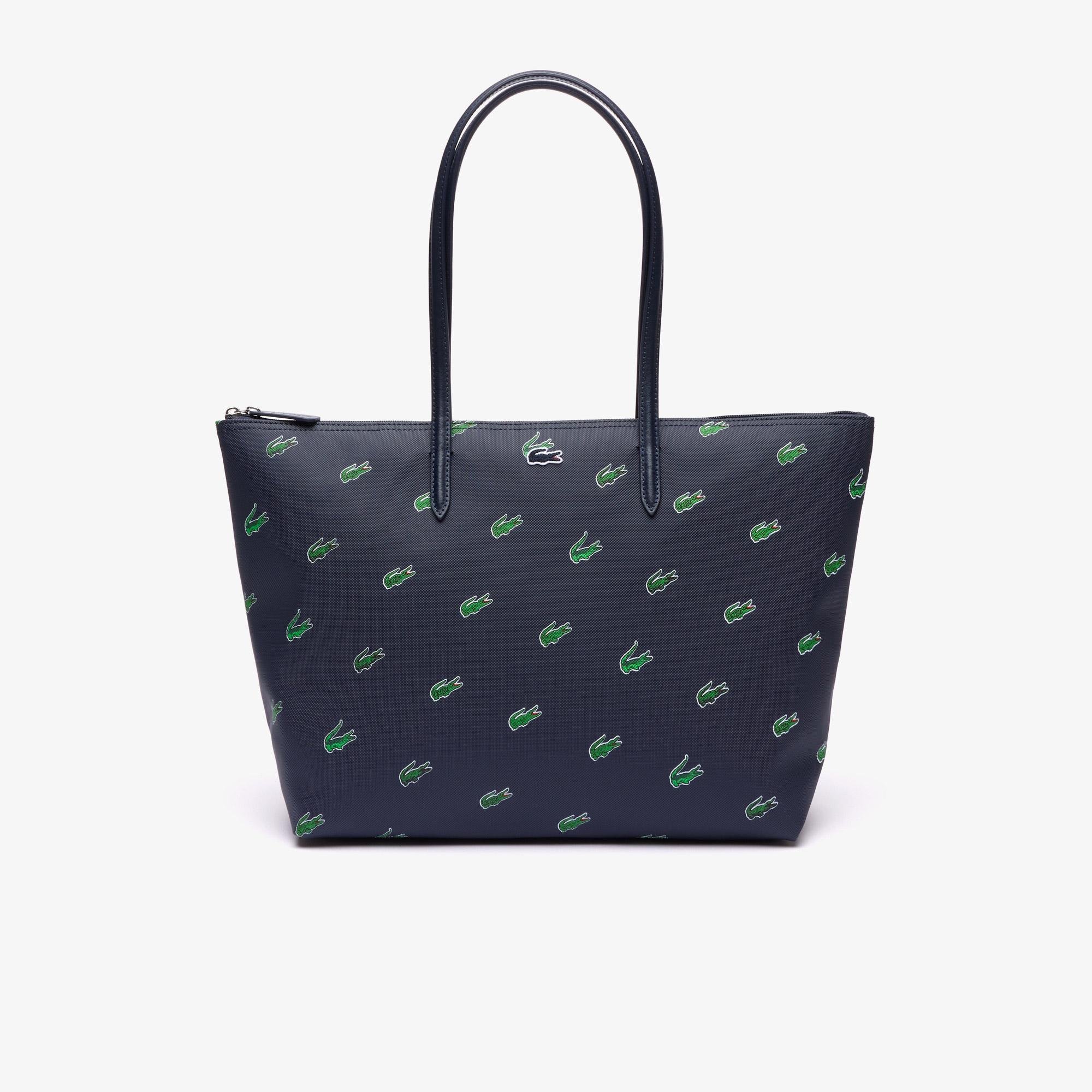 Lacoste Coated Canvas Croc Print Tote Bag