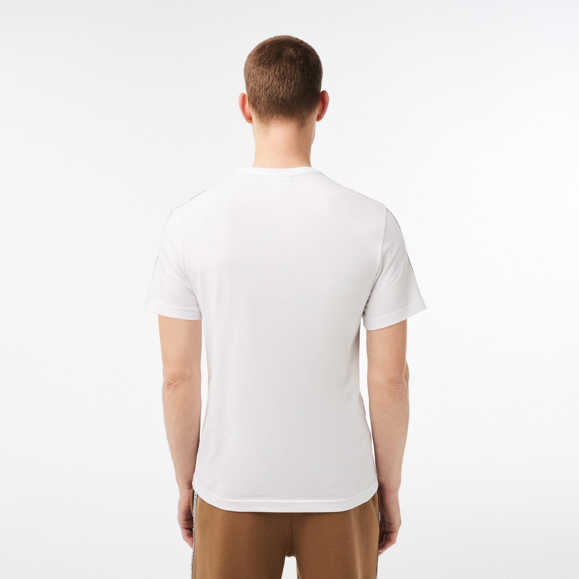 Lacoste Męski T-shirt w paski z logo Regular Fit