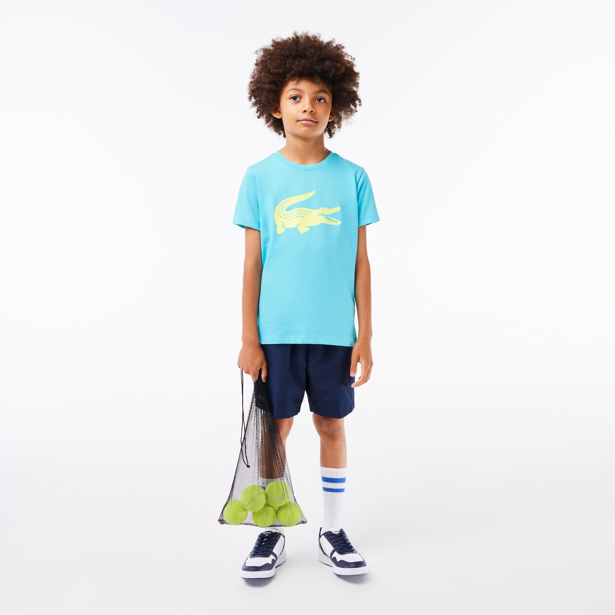 Lacoste dětské tenisové tričko SPORT z technické pleteniny s velkým krokodýlem
